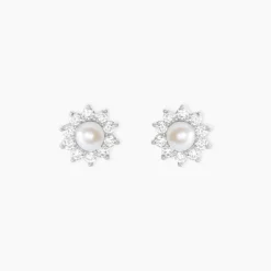 Histoire d'Or Boucles D'oreilles Puces Argent Blanc Cheri Perle De Culture Oxydes* Boucles D'Oreilles|Boucles D'Oreilles Fantaisie