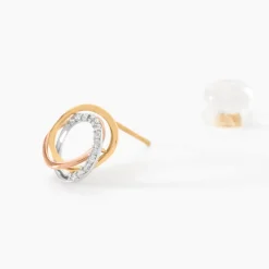 Online Histoire d'Or Boucles D'oreilles Puces Amaiur Or Tricolore Oxydes De Zirconium