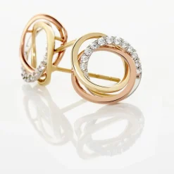 Online Histoire d'Or Boucles D'oreilles Puces Amaiur Or Tricolore Oxydes De Zirconium