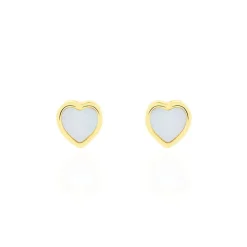 Discount Histoire d'Or Boucles D'oreilles Puces Azalea C艙ur Or Jaune Nacre