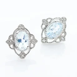 Histoire d'Or Boucles D'oreilles Puces Amance Or Blanc Topaze Et Oxyde De Zirconium* Boucles D'Oreilles|Clous D'Oreilles