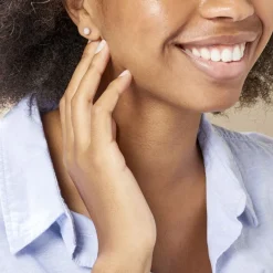 Best Histoire d'Or Boucles D'oreilles Puces Ayana Argent Blanc