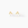 Clearance Histoire d'Or Boucles D'oreilles Puces Astragalus Or Jaune Perles De Culture