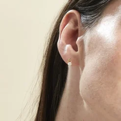 Clearance Histoire d'Or Boucles D'oreilles Puces Astragalus Or Jaune Perles De Culture