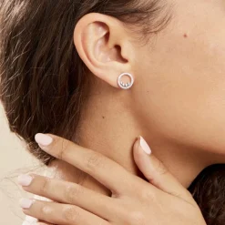 Outlet Histoire d'Or Boucles D'oreilles Puces Argent Blanc Ursine Oxydes De Zirconium