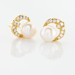Discount Histoire d'Or Boucles D'oreilles Puces Aloys Or Jaune Perle De Culture