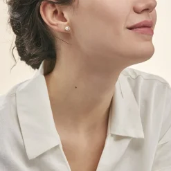 Discount Histoire d'Or Boucles D'oreilles Puces Aloys Or Jaune Perle De Culture