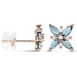 Sale Histoire d'Or Boucles D'oreilles Puces Anabele Or Rose Topaze Oxyde or rose topaze bleu london