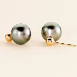 Histoire d'Or Boucles D'oreilles Puces Baroque Or Jaune Perle De Culture De Tahiti* Boucles D'Oreilles|Clous D'Oreilles
