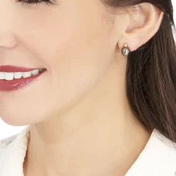 Histoire d'Or Boucles D'oreilles Puces Baroque Or Jaune Perle De Culture De Tahiti* Boucles D'Oreilles|Clous D'Oreilles