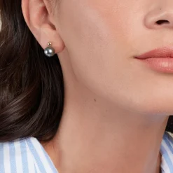 Histoire d'Or Boucles D'oreilles Puces Baroque Or Jaune Perle De Culture De Tahiti* Boucles D'Oreilles|Clous D'Oreilles