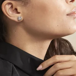 Online Histoire d'Or Boucles D'oreilles Puces Bouton D'or Argent Blanc Oxyde De Zirconium