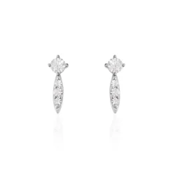 New Histoire d'Or Boucles D'oreilles Puces Bormana Argent Blanc Oxyde De Zirconium