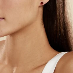 Discount Histoire d'Or Boucles D'oreilles Puces Brunhild Argent Blanc Ambre