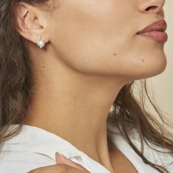 Histoire d'Or Boucles D'oreilles Puces Cassiopea Or Blanc Oxyde Et Perle De Culture* Boucles D'Oreilles|Clous D'Oreilles