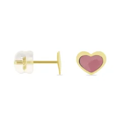 Online Histoire d'Or Boucles D'oreilles Puces Coeurs Or Jaune