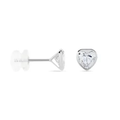 Histoire d'Or Boucles D'oreilles Puces Coeur Serti Clos Or Blanc Oxyde De Zirconium* Boucles D'Oreilles|Clous D'Oreilles