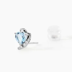 Clearance Histoire d'Or Boucles D'oreilles Puces Coeur In Love Or Blanc Topaze Et Oxyde