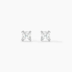 New Histoire d'Or Boucles D'oreilles Puces Carre Argent Blanc Oxyde De Zirconium