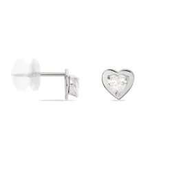Clearance Histoire d'Or Boucles D'oreilles Puces Daria Coeur Plein Or Blanc Oxyde De Zirconium