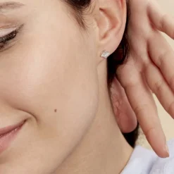 Histoire d'Or Boucles D'oreilles Puces Doreen Carre Or Blanc Oxyde De Zirconium* Boucles D'Oreilles|Clous D'Oreilles