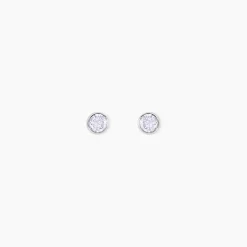 Histoire d'Or Boucles D'oreilles Puces Daria Serti Clos Or Blanc Oxyde De Zirconium* Boucles D'Oreilles|Clous D'Oreilles