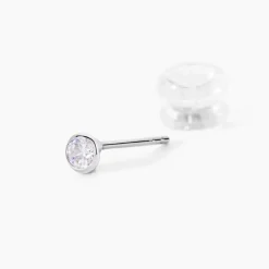 Histoire d'Or Boucles D'oreilles Puces Daria Serti Clos Or Blanc Oxyde De Zirconium* Boucles D'Oreilles|Clous D'Oreilles