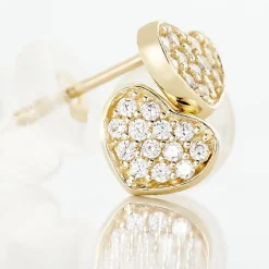 Sale Histoire d'Or Boucles D'oreilles Puces Daria Coeur Plein Or Jaune Oxyde De Zirconium