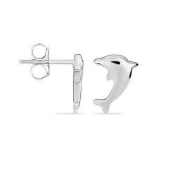 Outlet Histoire d'Or Boucles D'oreilles Puces Dauphinos Argent Blanc