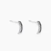 Clearance Histoire d'Or Boucles D'oreilles Puces Demi Lune Or Blanc Diamant