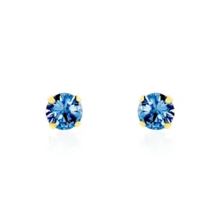 Histoire d'Or Boucles D'oreilles Puces daria Serti Griffe 3 Or Jaune Oxyde