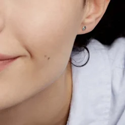 Histoire d'Or Boucles D'oreilles Puces daria Serti Griffe 3 Or Jaune Oxyde