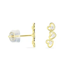 Clearance Histoire d'Or Boucles D'oreilles Puces Daria Coeur Triple Or Jaune Oxyde