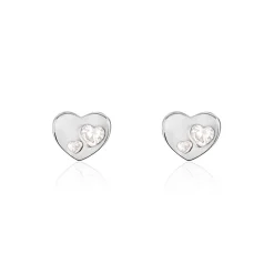 Histoire d'Or Boucles D'oreilles Puces Daria Coeur Plein Or Blanc Oxyde De Zirconium* Boucles D'Oreilles|Clous D'Oreilles