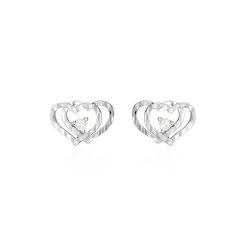 Histoire d'Or Boucles D'oreilles Puces Daria Double Coeurs Or Blanc Oxyde* Boucles D'Oreilles|Clous D'Oreilles