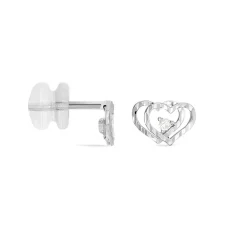 Histoire d'Or Boucles D'oreilles Puces Daria Double Coeurs Or Blanc Oxyde* Boucles D'Oreilles|Clous D'Oreilles