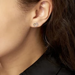 Histoire d'Or Boucles D'oreilles Puces Daria Double Coeurs Or Blanc Oxyde* Boucles D'Oreilles|Clous D'Oreilles