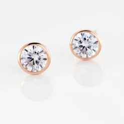 Histoire d'Or Boucles D'oreilles Puces Daria Serti Clos Or Rose Oxyde De Zirconium* Boucles D'Oreilles|Clous D'Oreilles