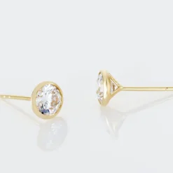 Best Histoire d'Or Boucles D'oreilles Puces Daria Serti Clos Or Jaune Oxyde De Zirconium