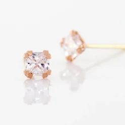 Histoire d'Or Boucles D'oreilles Puces Doreen Carre Or Rose Oxyde De Zirconium* Boucles D'Oreilles|Clous D'Oreilles