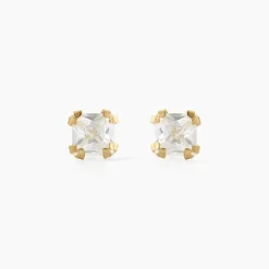 Histoire d'Or Boucles D'oreilles Puces Doreen Carre Or Jaune Oxyde De Zirconium