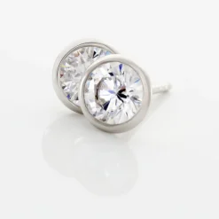 Histoire d'Or Boucles D'oreilles Puces Daria Serti Clos Or Blanc Oxyde De Zirconium* Boucles D'Oreilles|Clous D'Oreilles