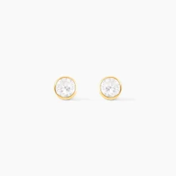 Histoire d'Or Boucles D'oreilles Puces Elda Serti Clos Or Jaune Oxyde De Zirconium* Boucles D'Oreilles|Clous D'Oreilles