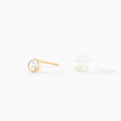 Histoire d'Or Boucles D'oreilles Puces Elda Serti Clos Or Jaune Oxyde De Zirconium* Boucles D'Oreilles|Clous D'Oreilles