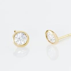 Histoire d'Or Boucles D'oreilles Puces Elda Serti Clos Or Jaune Oxyde De Zirconium* Boucles D'Oreilles|Clous D'Oreilles