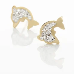 Histoire d'Or Boucles D'oreilles Puces Eleanor Dauphin 0 Or Jaune Strass* Boucles D'Oreilles|Clous D'Oreilles