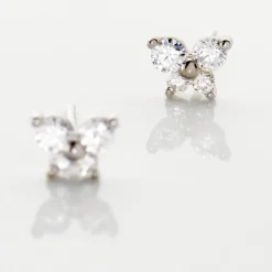 Histoire d'Or Boucles D'oreilles Puces Eleanor Fleur Or Blanc Oxyde De Zirconium* Boucles D'Oreilles|Clous D'Oreilles