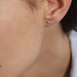 Histoire d'Or Boucles D'oreilles Puces Eleanor Fleur Or Blanc Oxyde De Zirconium* Boucles D'Oreilles|Clous D'Oreilles