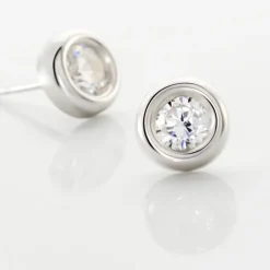 Histoire d'Or Boucles D'oreilles Puces Eden Serti Pneu Or Blanc Oxyde De Zirconium* Boucles D'Oreilles|Clous D'Oreilles