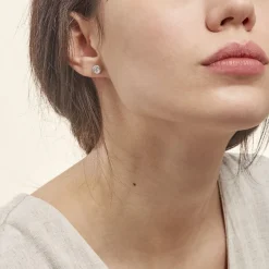 Histoire d'Or Boucles D'oreilles Puces Eden Serti Pneu Or Blanc Oxyde De Zirconium* Boucles D'Oreilles|Clous D'Oreilles